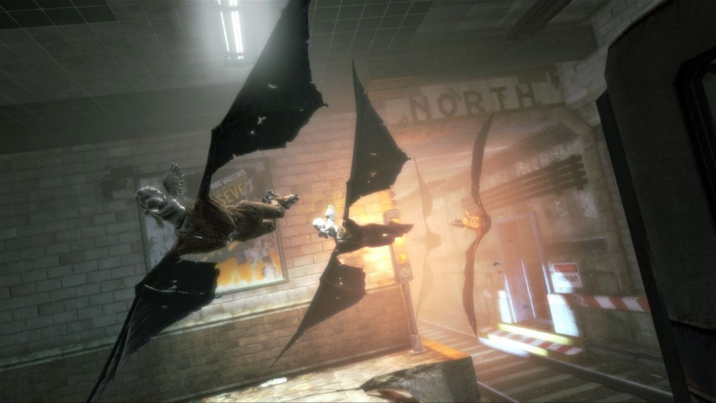 NeverDeadDiese komischen Flügelviecher muss Bryce in einem Ubahn-Schacht bekämpfen.