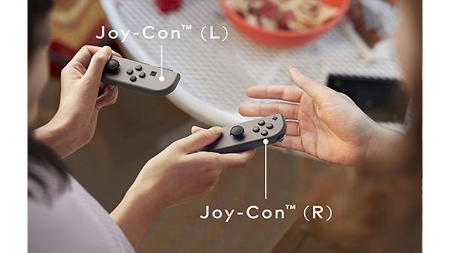 Nintendo Switch (Nintento NX)Beide Joy-Cons sind asymmetrisch, haben jeweils vier Aktionsknöpfe und einen Analogstick. Letztere sind wie beim Xbox-Controller versetzt. Zudem gibt es eine Home-Taste sowie eine Share-Taste wie bei der PS4.