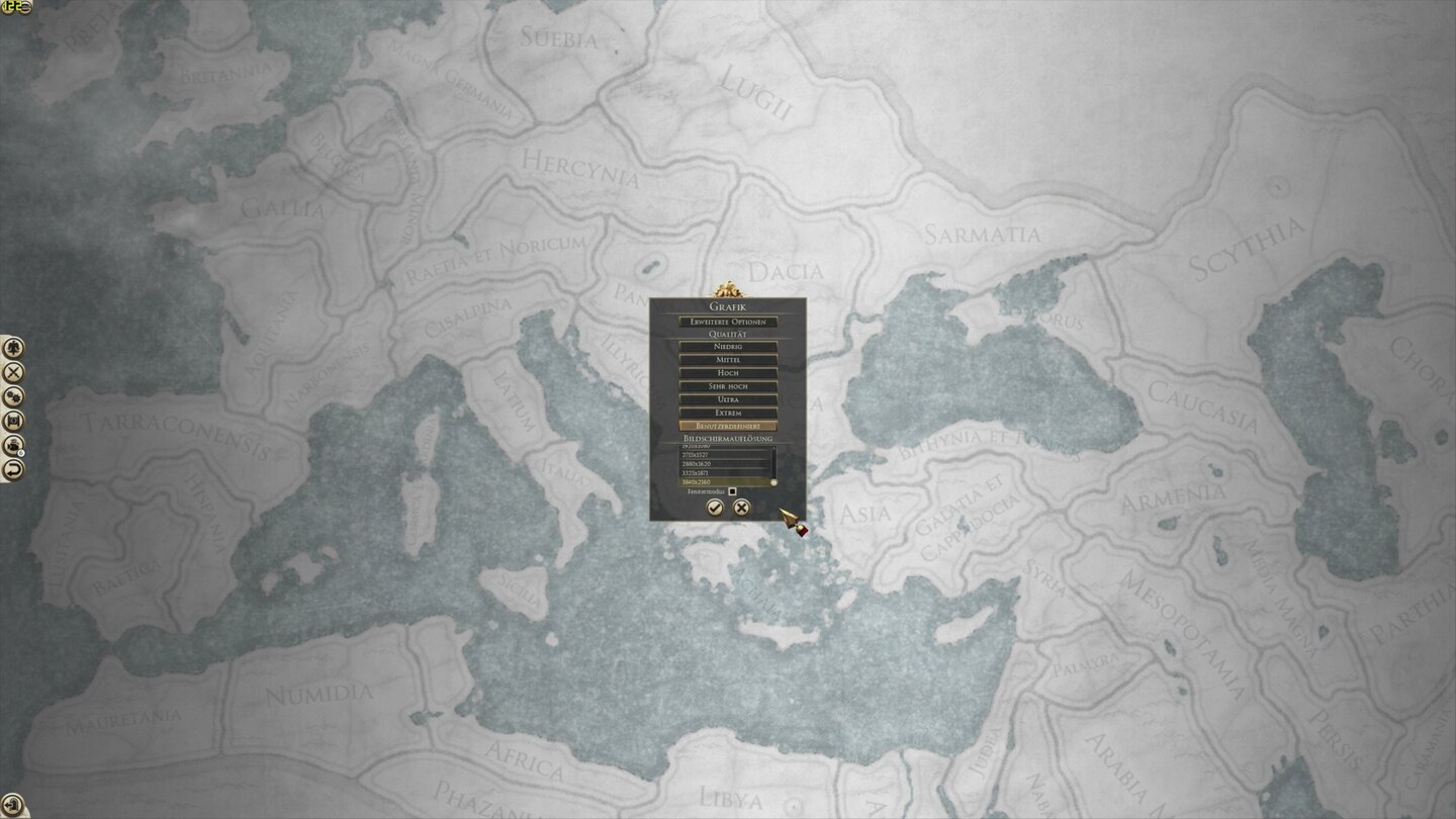 In Titeln wie Anno 2070 und Rome 2 hatten wir jedoch das Problem, dass das Spielmenü nicht mit der Auflösung mitskaliert und die Schrift somit extrem klein dargestellt wird.