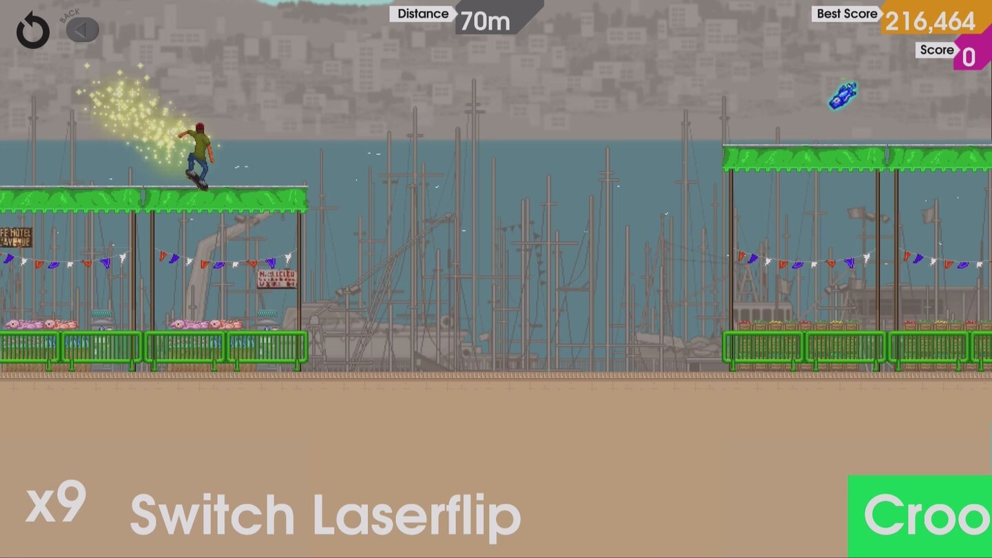 OlliOlliIm Hafen grinden wir über die Dächer der Fischstände, sammeln Fische auf und lauschen den Möwen.