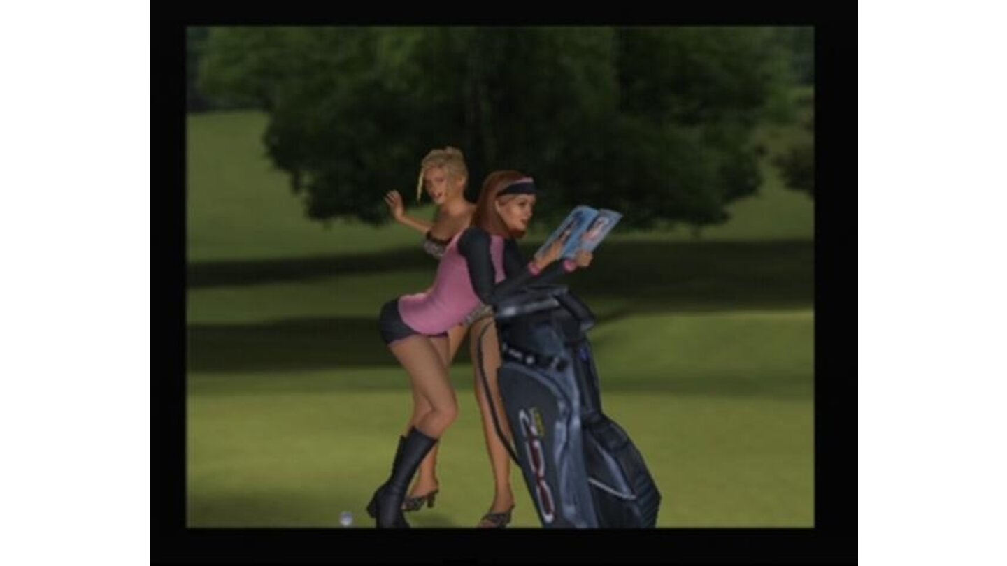 Summer is spanking her caddy as a sort of a good luck charm for the next hole