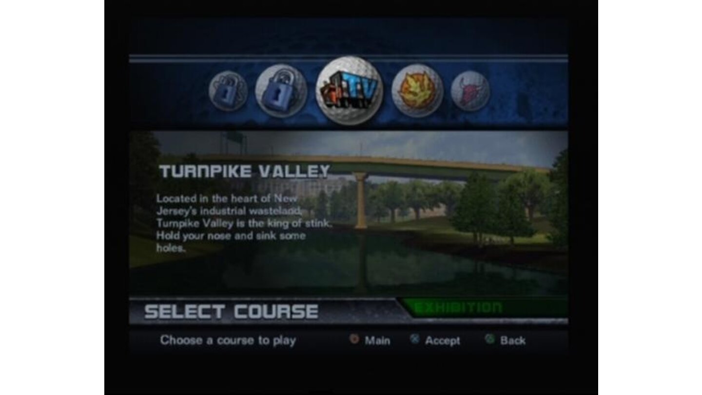 Course selection screen