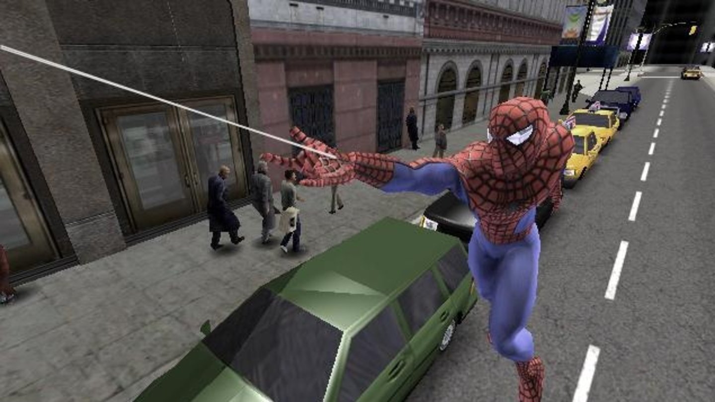 Spider-Man 2 (2004/2005)
Spider Man 2 wird ab 2004 für alle Plattformen veröffentlicht und beschäftigt sich mit der größtenteils mit der Handlung des zweiten Films – die PC-Fassung bleibt im Gegensatz zu den Konsolenversionen sehr nahe an der Vorlage. Abseits der Missionen, in denen Spider Man gegen Dr. Octopus antritt, können wir die Straßenschluchten von Manhattan frei erkunden.
