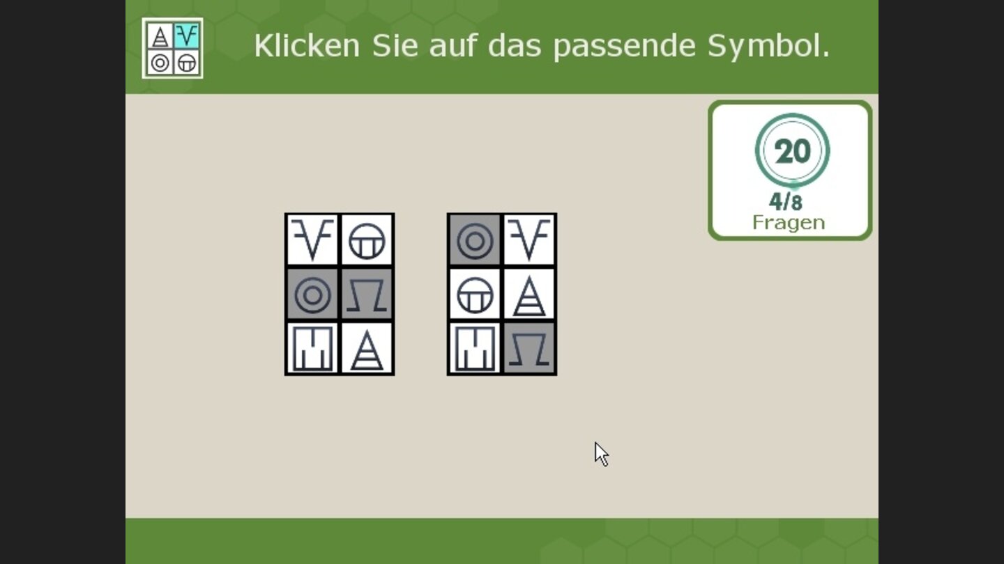 Paare 2: Klicken Sie möglichst schnell die identischen Symbole an.