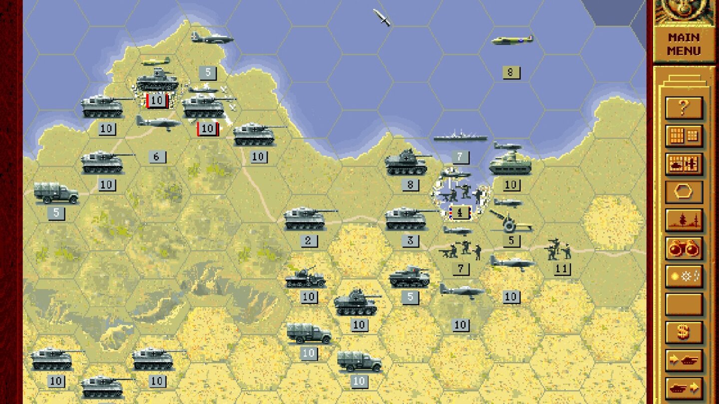 Panzer General (1994)Hexfeld-Wargames von SSI gelten als sperrig, doch bei Panzer General wird der Zweite Weltkrieg zum reinsten Vergnügen. Komplexe historische Schlachten mit guter Bedienung und Präsentation.