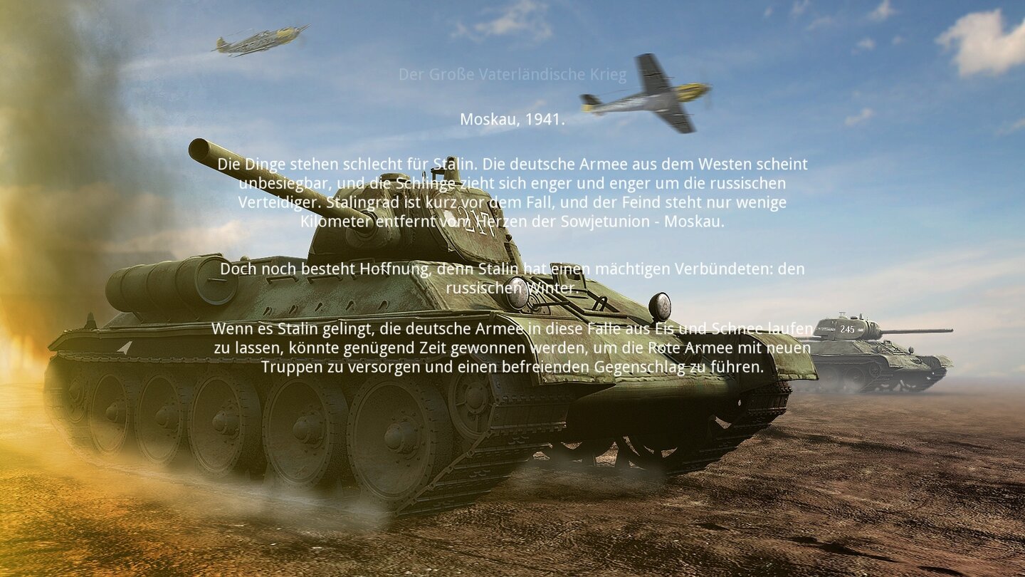 Panzer Tactics HDZwischensequenzen gibt’s nicht, sondern für jede Kampagne lediglich ein Standbild mit kurzem Scroll-Text.