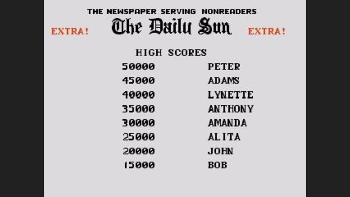 Highscores screen