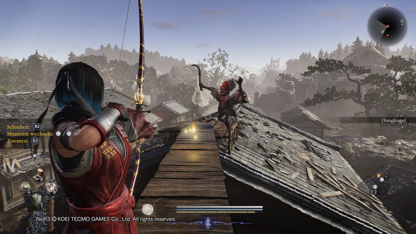 Nioh 3: Auch Pfeil und Bogen gehören in unser Waffenarsenal.