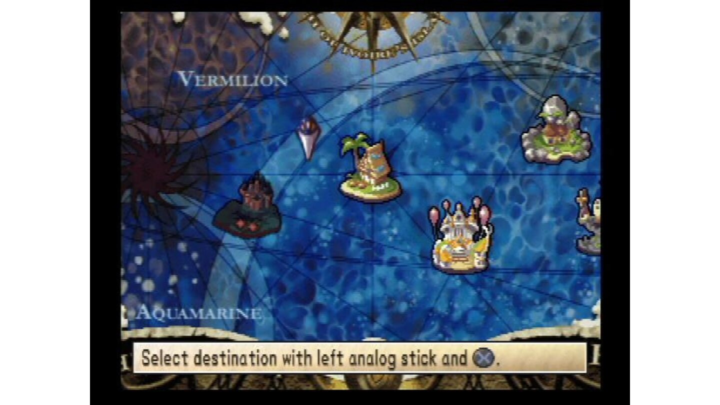 The map screen; choose a destination