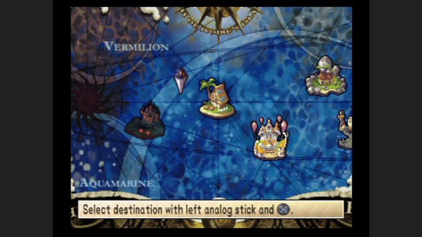 The map screen; choose a destination