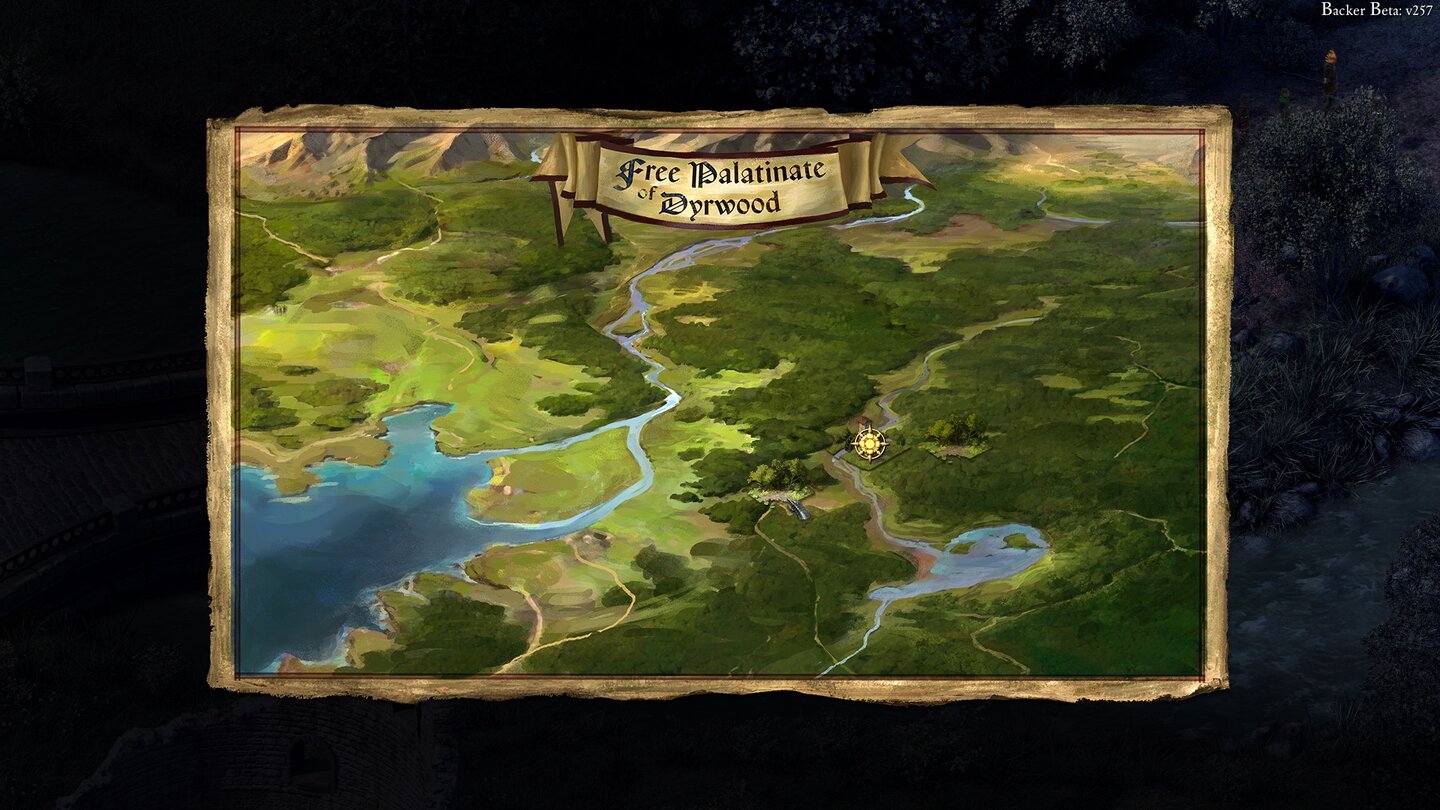 Pillars of Eternity - Beta-ScreenshotsAuf dieser Karte bereisen wir die Welt – in der Beta fällt die freilich noch recht klein aus.