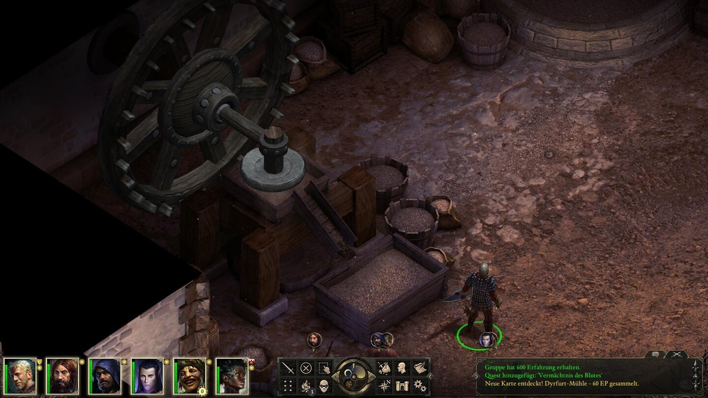 Pillars of EternityDie Details in der Welt sind erstaunlich: Das drehende Mühlrad mahlt richtig Korn.