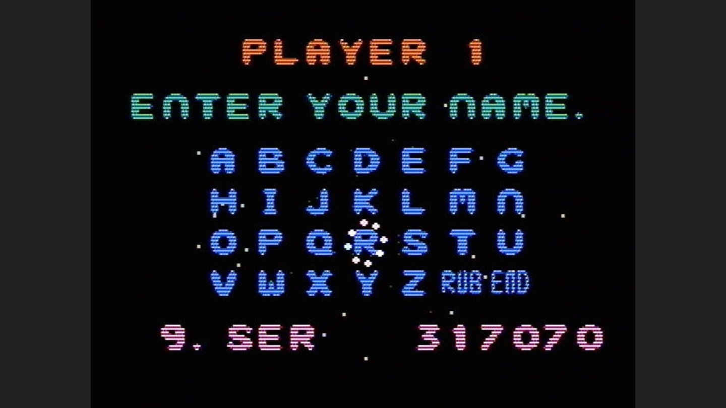 The high score screen