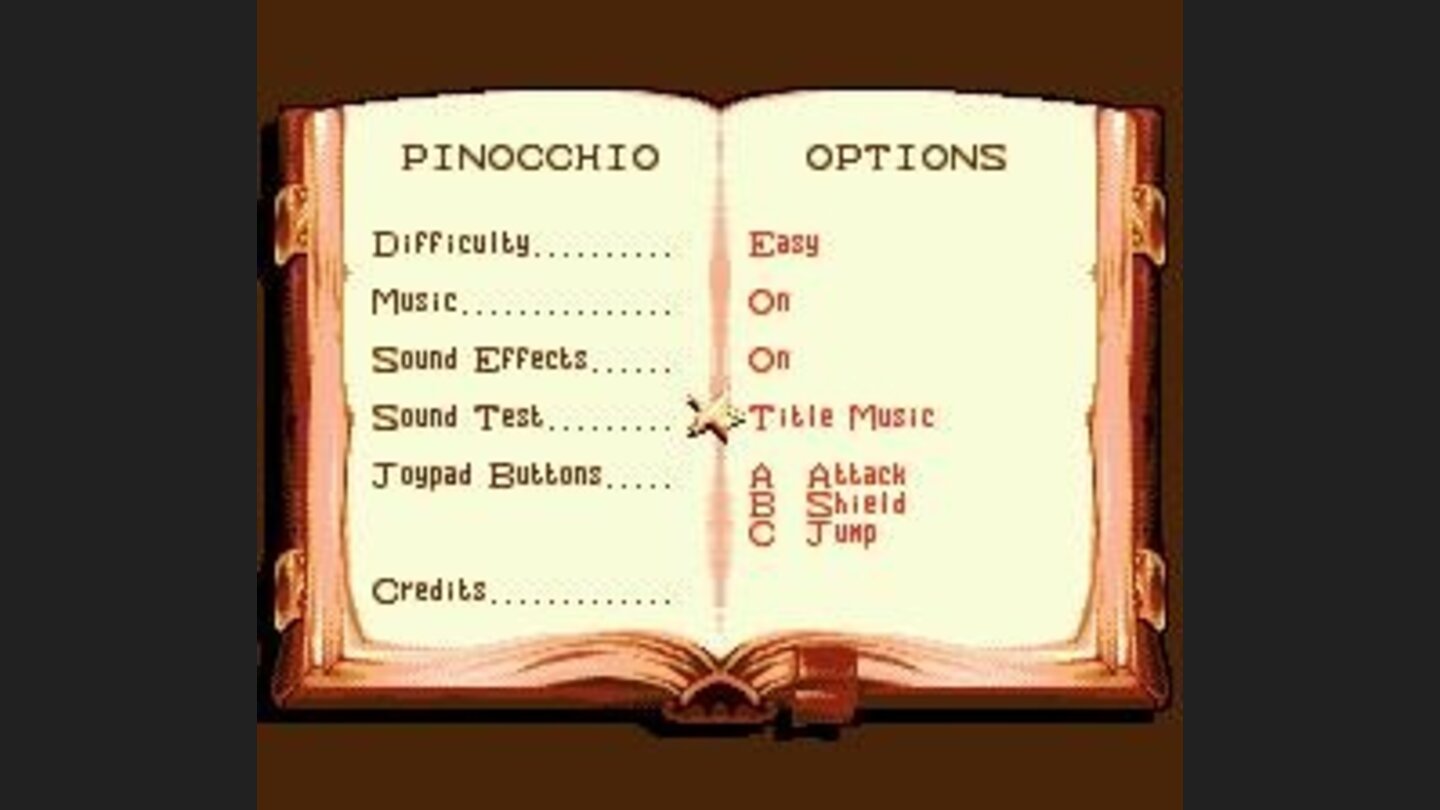 Options menu as a book