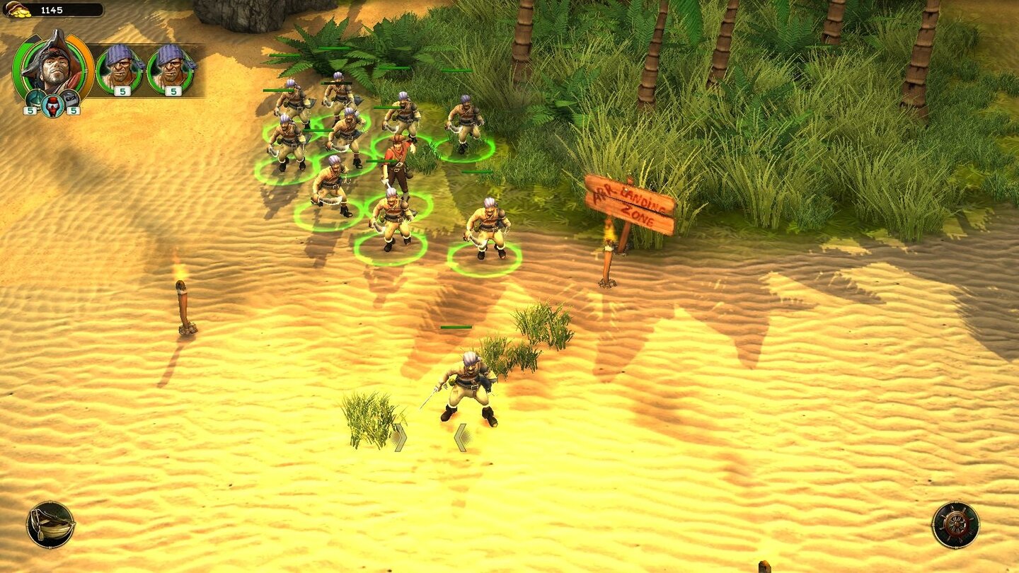 Pirates of Black CoveDie strategielosen Echtzeit-Gefechte an Land könnte auch ein Dreijähriger problemlos gewinnen.