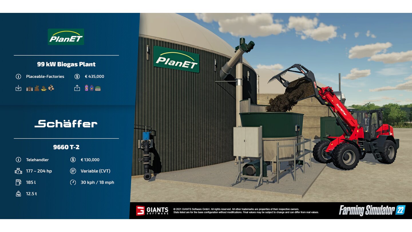 Landwirtschafts Simulator 22
PlanET 99 kW Biogas Kraftwerk und Schäffer 9660 T-2