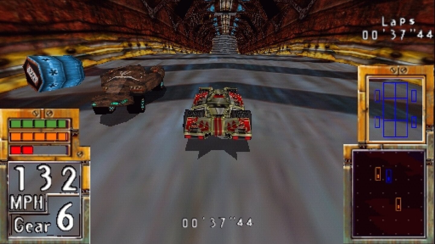 POD: Planet of Death (1997)Das futuristische Rennspiel versetzt seine Spieler auf den pilzbefallenen Planeten Io. In Rennen entscheidet sich, wer von der Welt fliehen darf. POD ist eines der ersten Spiele, die sich die MMX-Befehle von Pentium-CPUs zunutze macht.