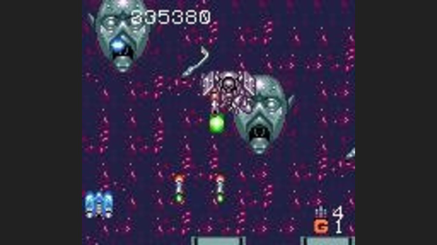 Two faces blow out missiles at you...