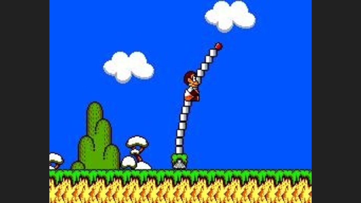 Monkey Boy swinging on the posts