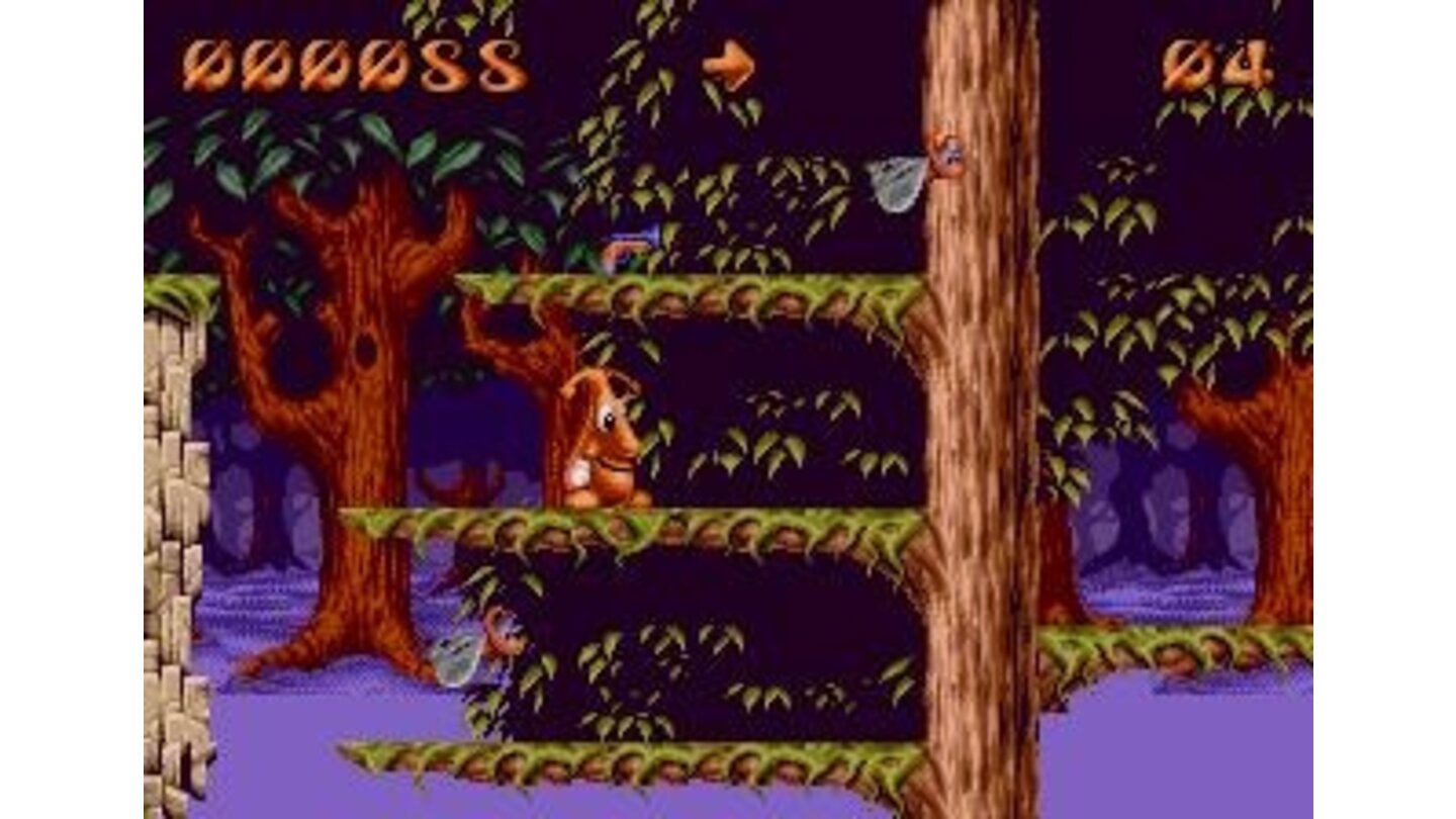 Jumping through the trees in a forest level