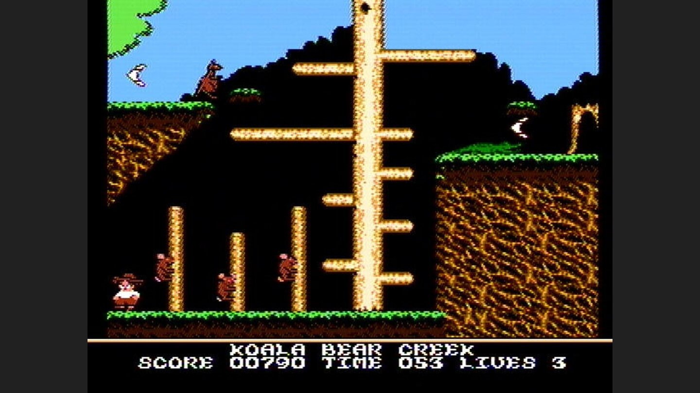 Koala bears and a kangeroo block the path (Boomerang Kid)