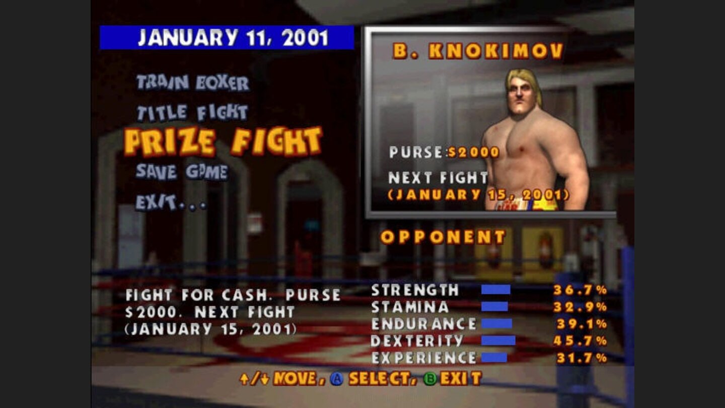 Selecting an opponent in the Career Mode