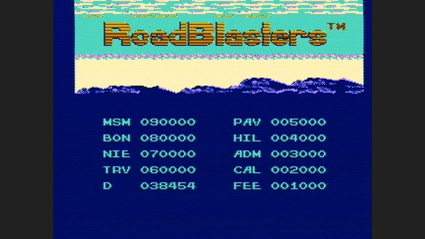 The high score screen