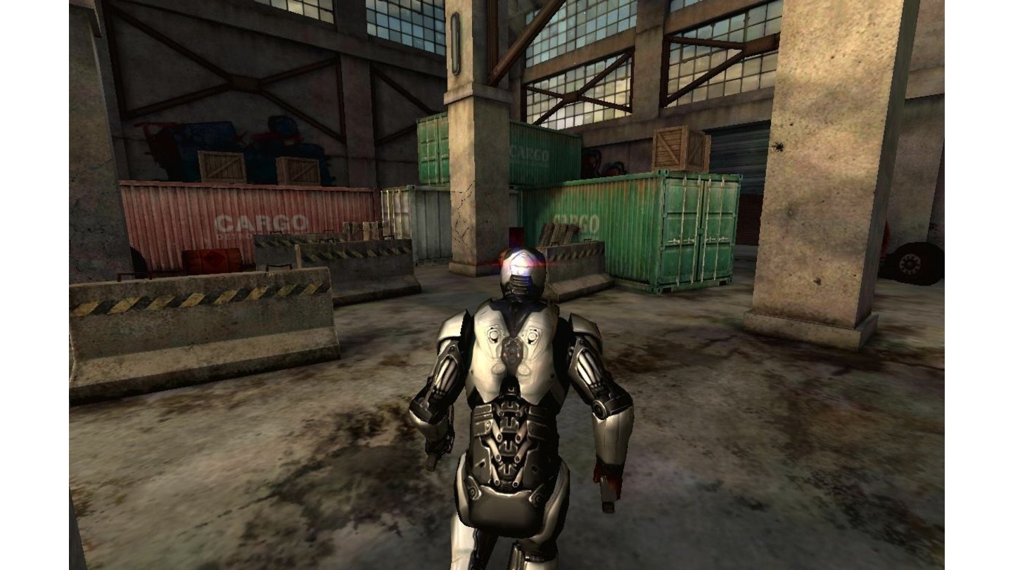 RoboCop: The Official GameHat der Spieler einen Abschnitt erledigt, rennt RoboCop automatisch zum nächsten Bildschirm, was ziemlich steif aussieht.