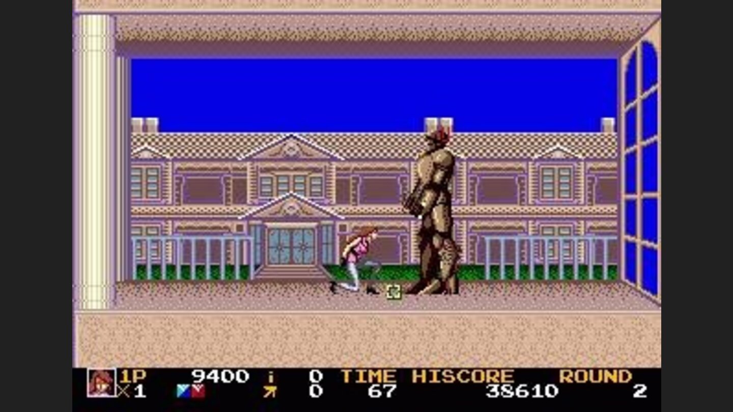 The first real boss: a huge robot.