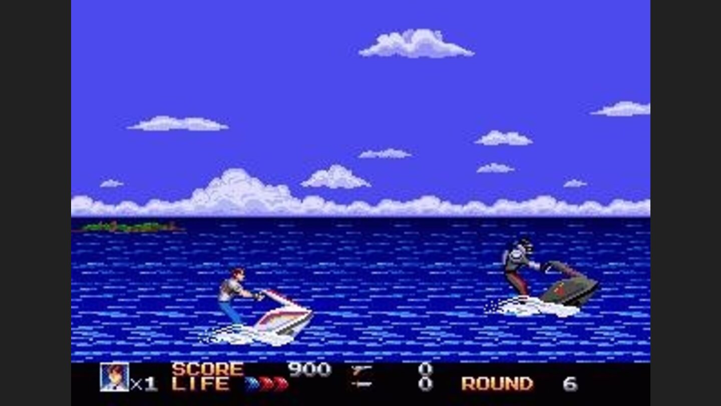 The jet ski sequence is fun, but watch out for enemies coming from behind.