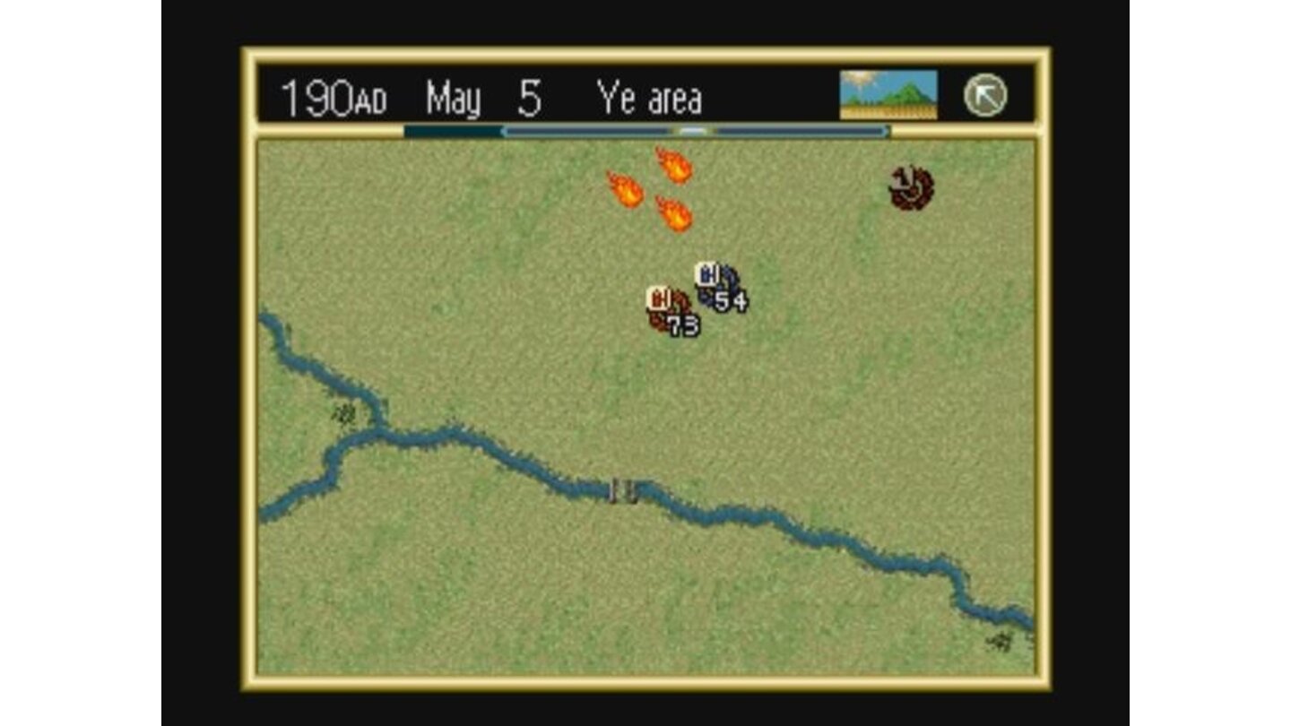 The Playstation battle map. Notice the fire set by one of Lui Beis forces.