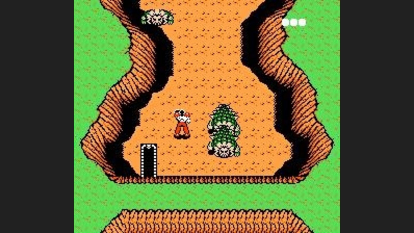 Top-down view: traveling between areas and avoiding those big green suckers