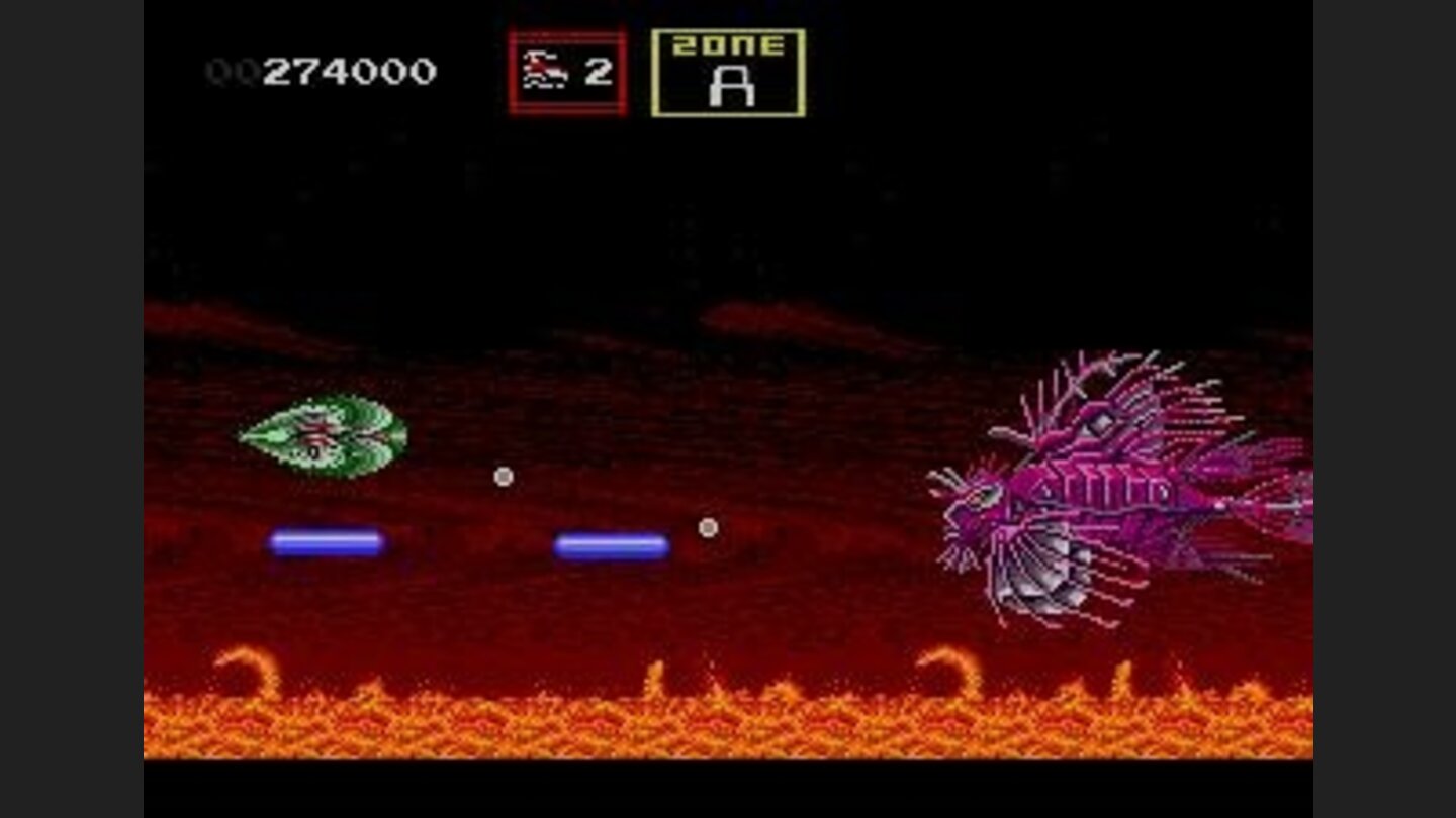 The first end of level boss fires some lasers at you...