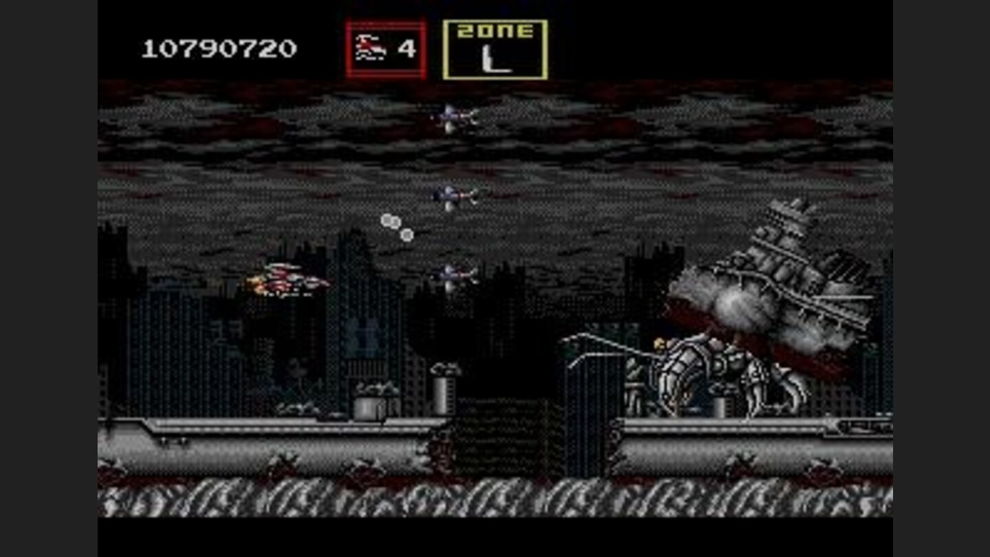 Hey, an end of level boss was hiding beneath this battleship!