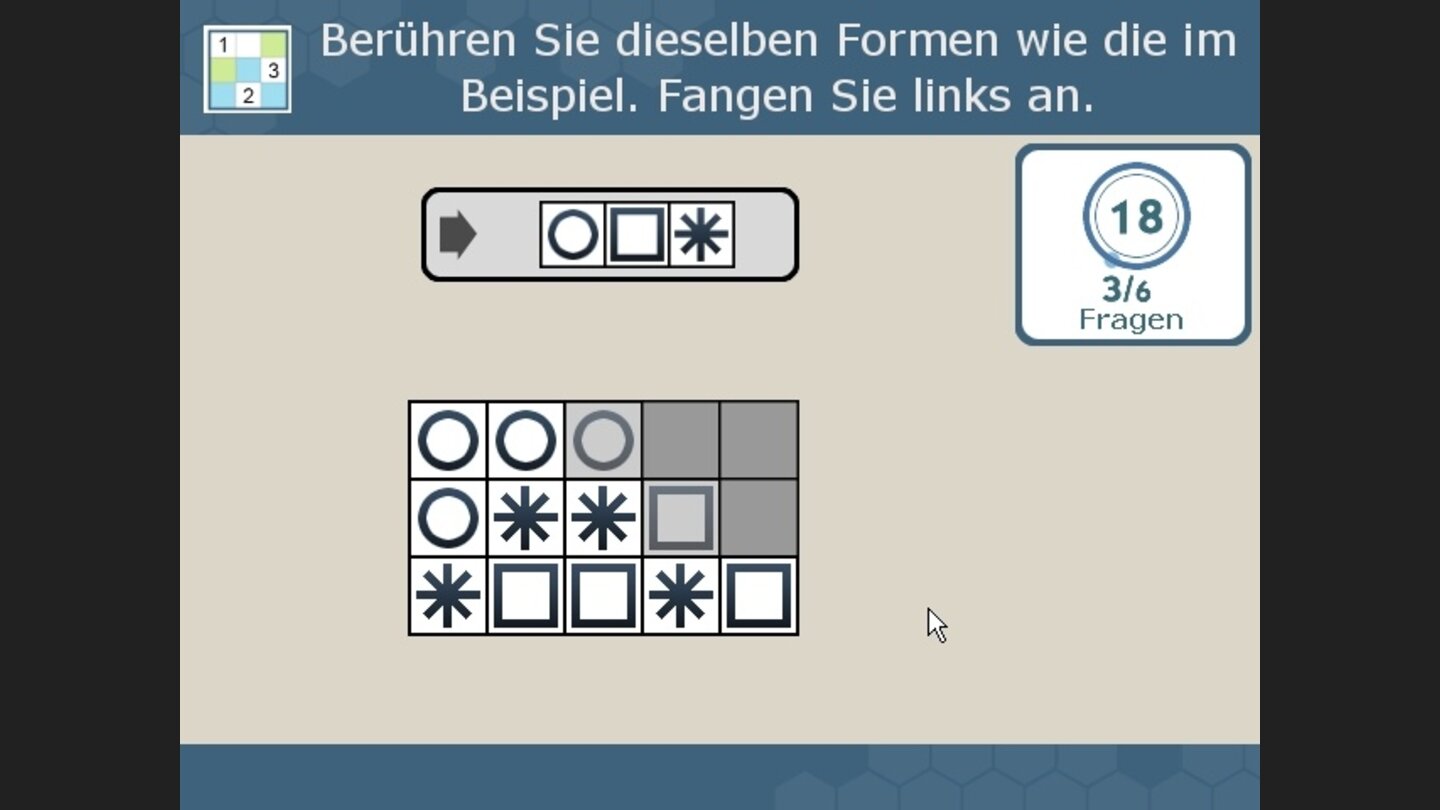 Serie 2: Klicken Sie in der richtigen Reihenfolge auf die angezeigten Symbole.