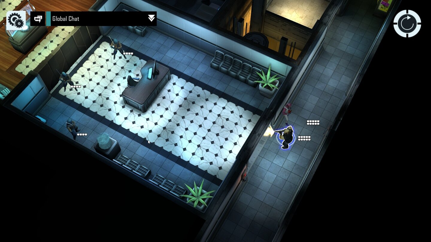 Shadowrun Online - Early-Access-ScreenshotsFeinde in einem Raum sehen wir erst, wenn wir die Tür öffnen – es empfiehlt sich also, mit Bedacht vorzugehen.