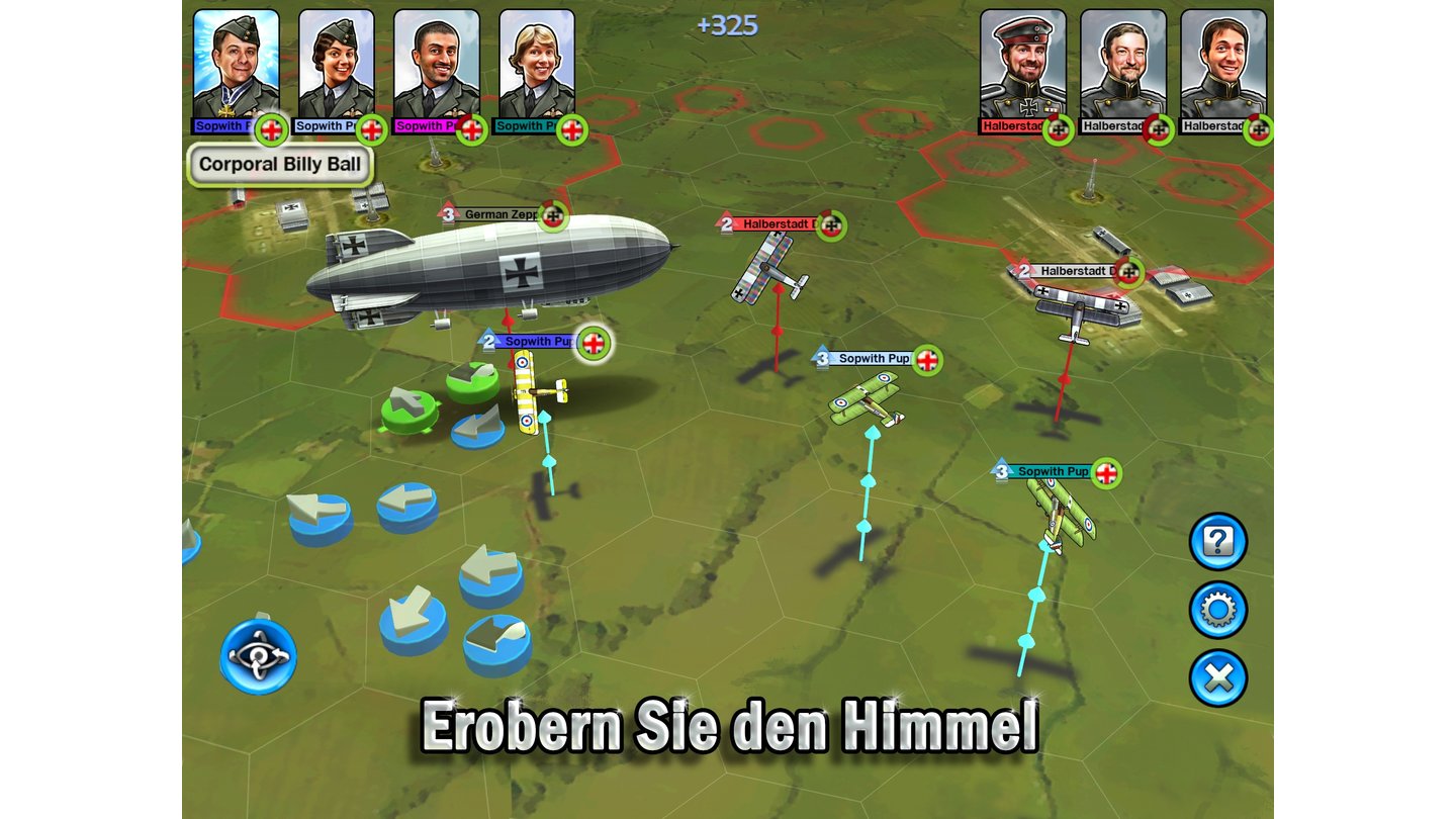 Sid Meier's Ace Patrol
Üblicherweise tummeln sich eine Handvoll Jäger und ab und zu ein Zeppelin am Himmel über der Front.