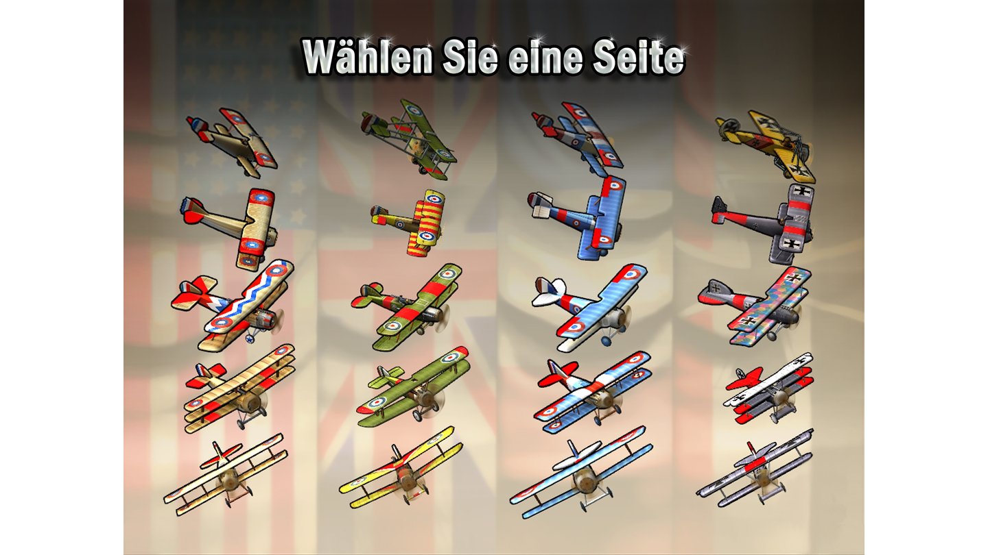 Sid Meier's Ace Patrol
Für die vier Kriegsparteien steht ein ganzer fliegender Zirkus an bunten Maschinen bereit.