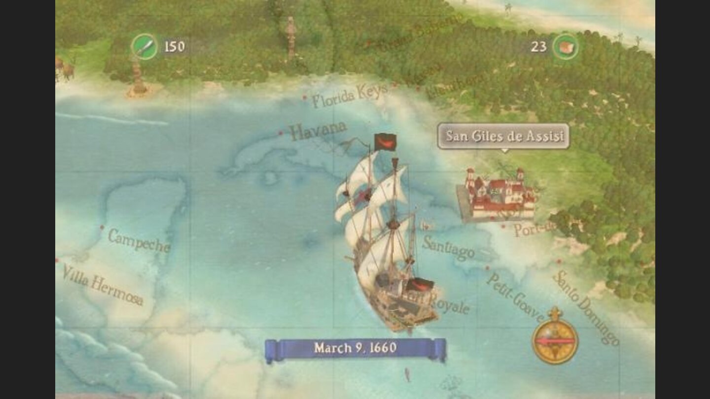 Sailing the Caribbean with the map overlay on.