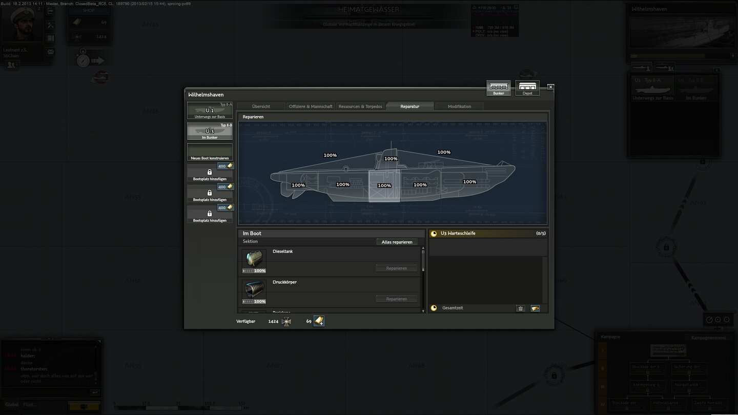 Silent Hunter Online Reparaturen sind hier nicht nötig, können ansonsten aber im Depot erledigt werden.