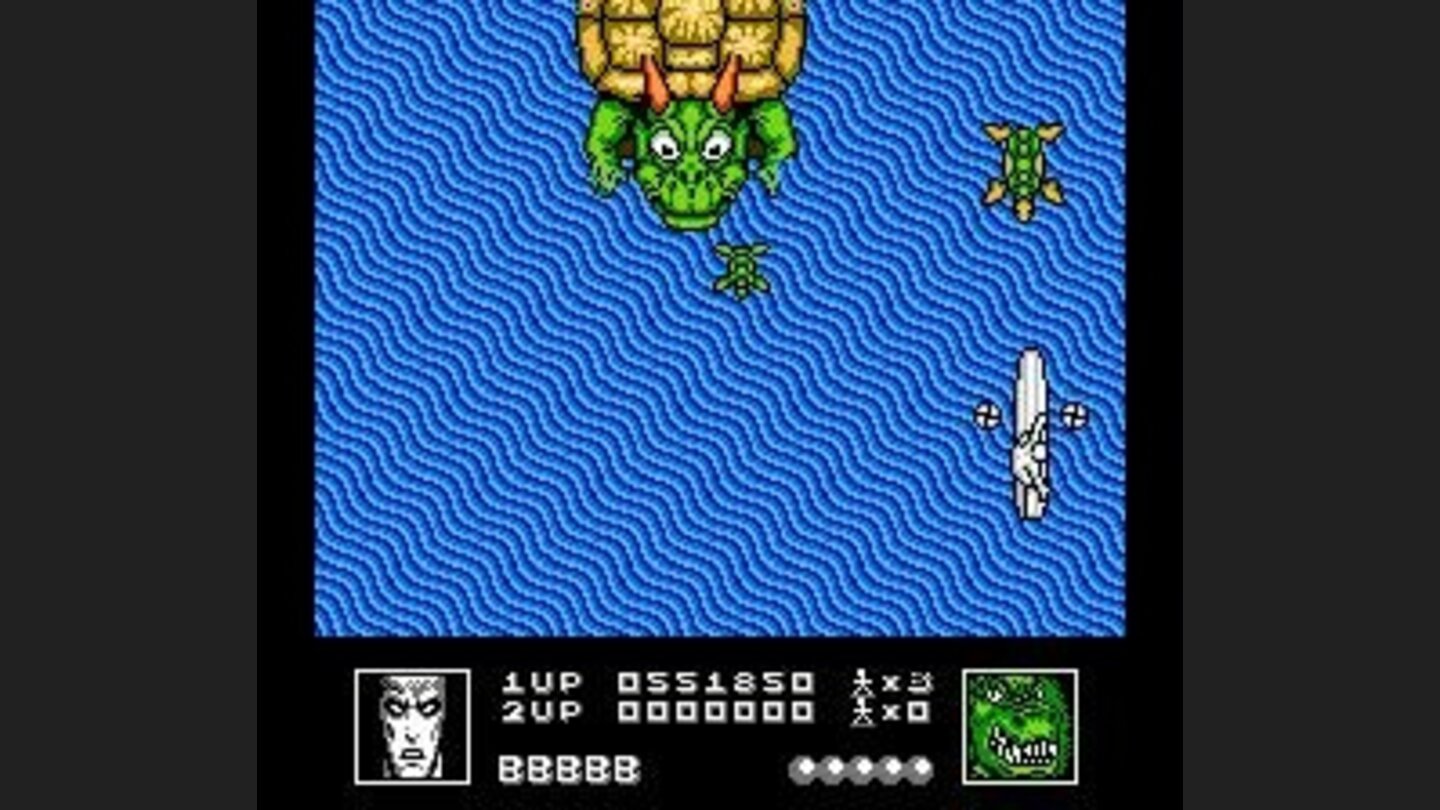 Battle with a giant turtle and his smaller turtle spawn.