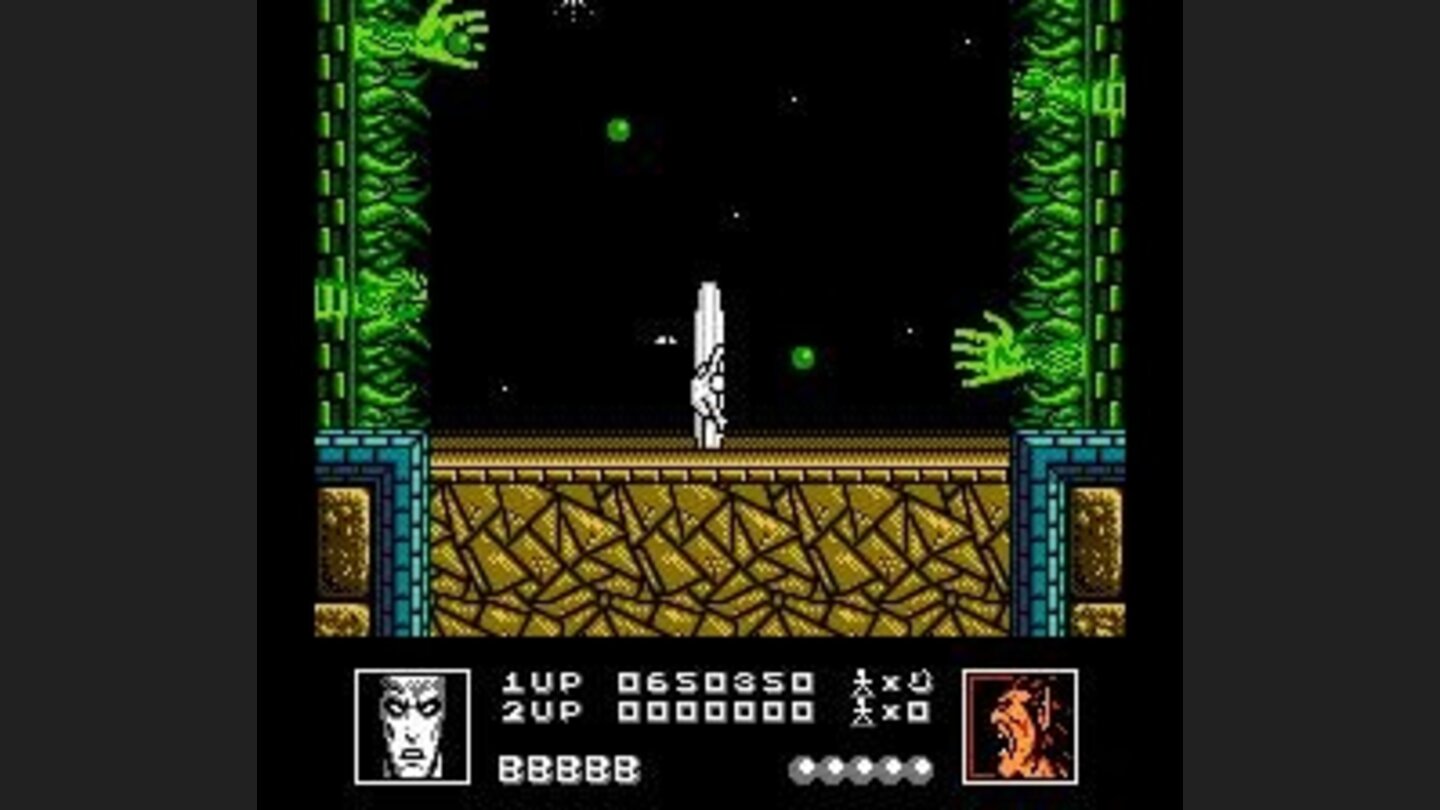 Arms reach out from the walls to throw fireballs.