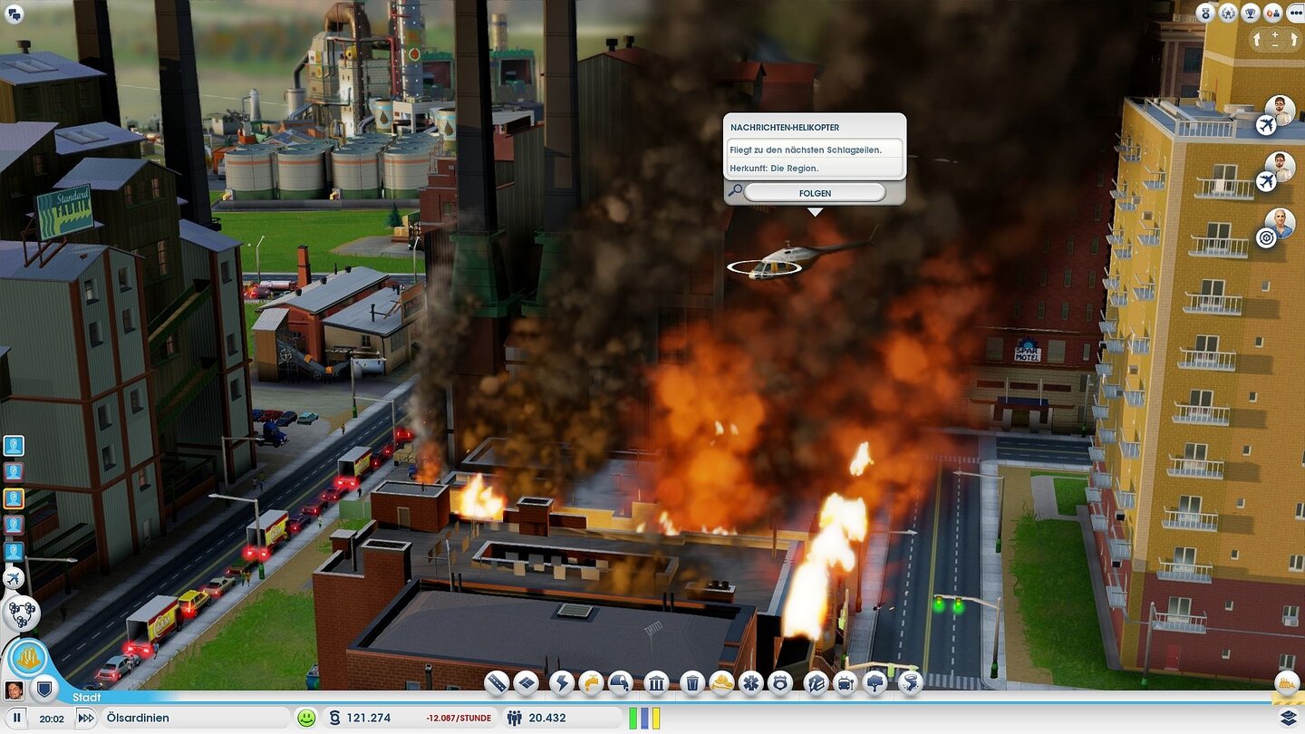SimCityWenn's lichterloh brennt, ist die neugierige Presse auch nicht weit. Hat aber keine Auswirkungen. Schade.