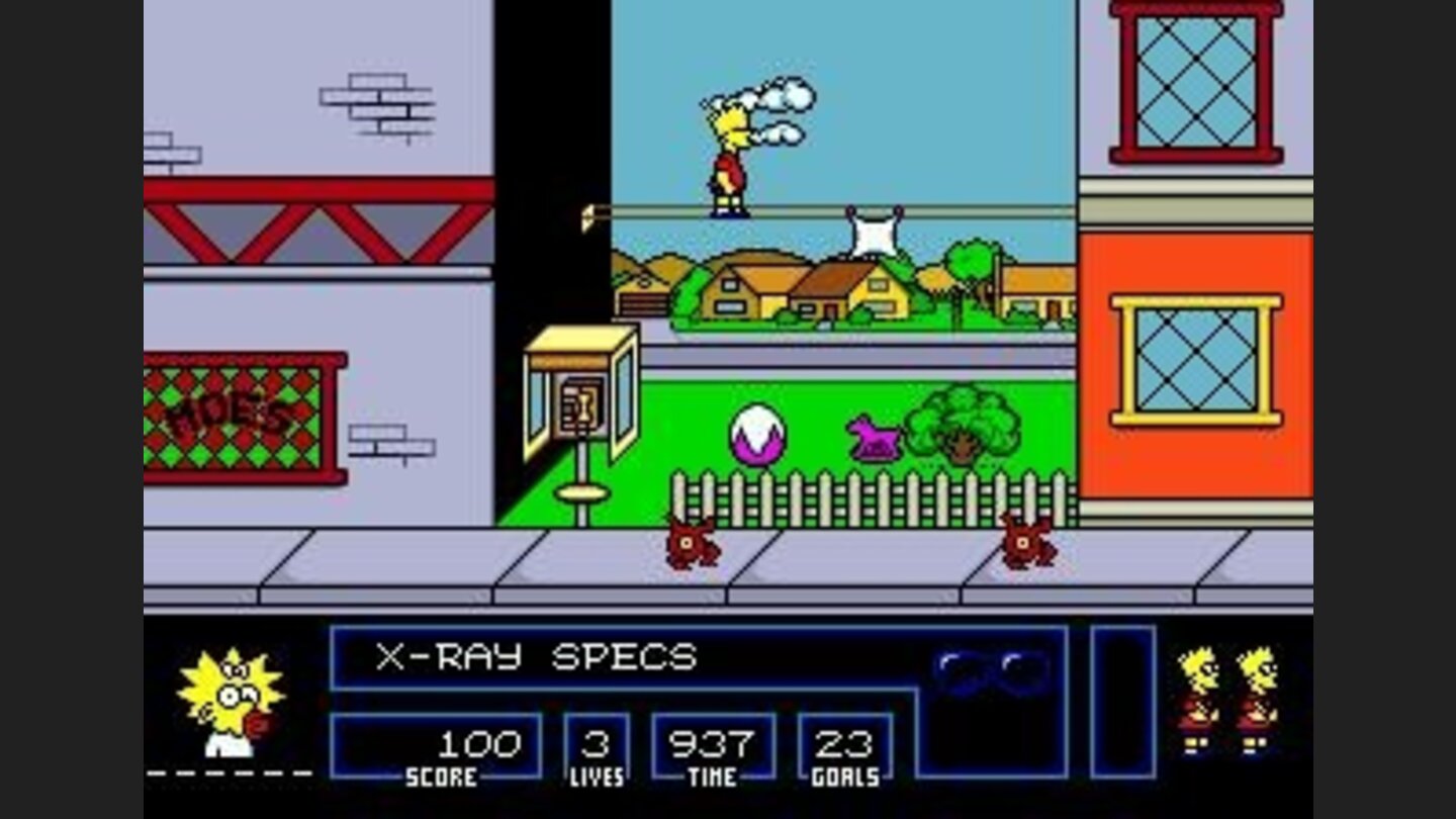 Walking on a cloth rope and throwing some clothes down to cover purple objects