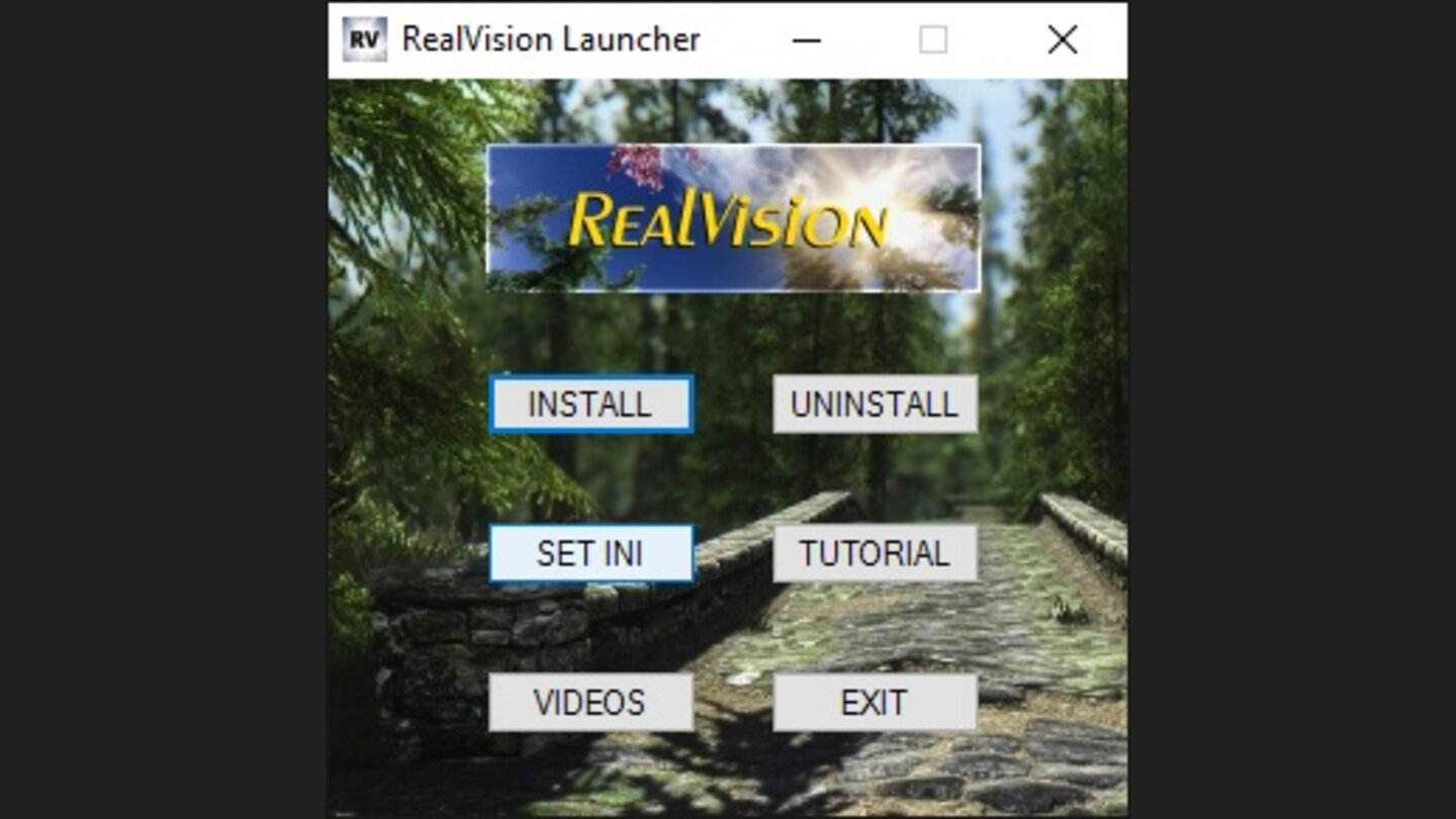 Nun navigieren wir im Skyrim Spiele-Ordner zu »...DataRealVision_ENB_files«. Dort führen wir nun die »RV_launcher.exe« aus. Im Fenster klicken wir dann auf »Install« und bestätigen die Windows-UAC-Meldung mit »Ja«.