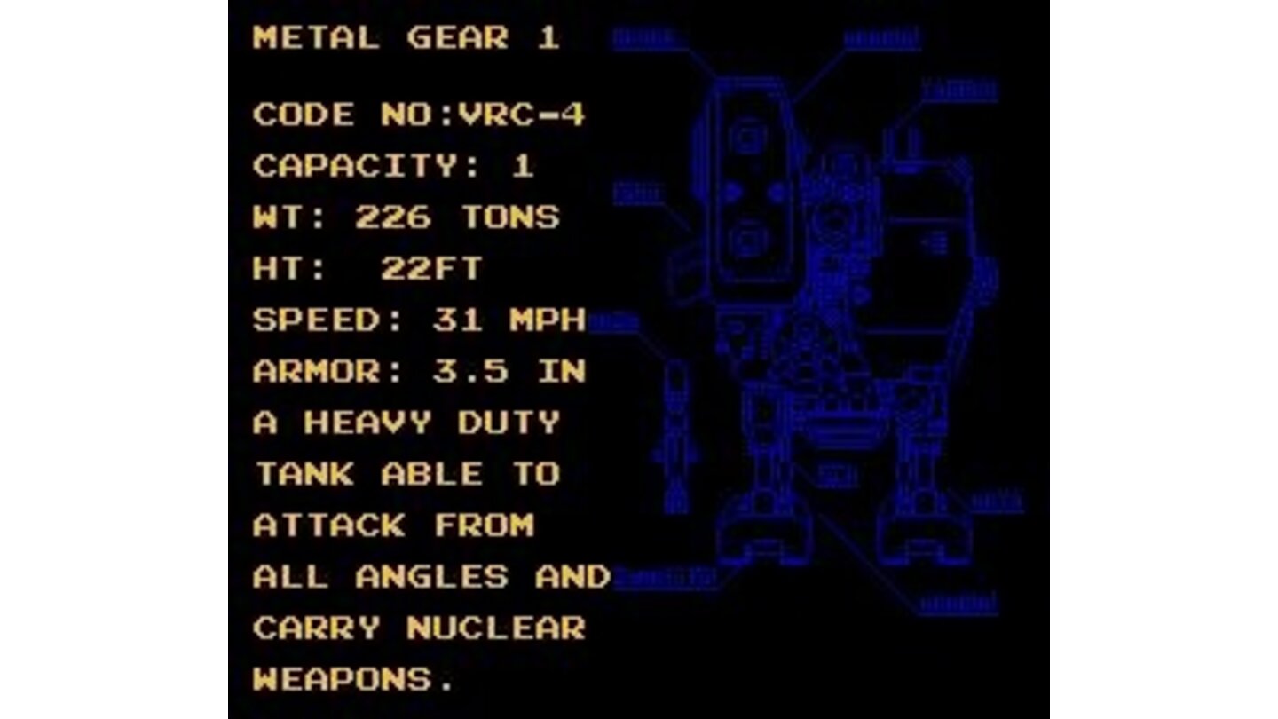 Metal Gear 1 tech specs