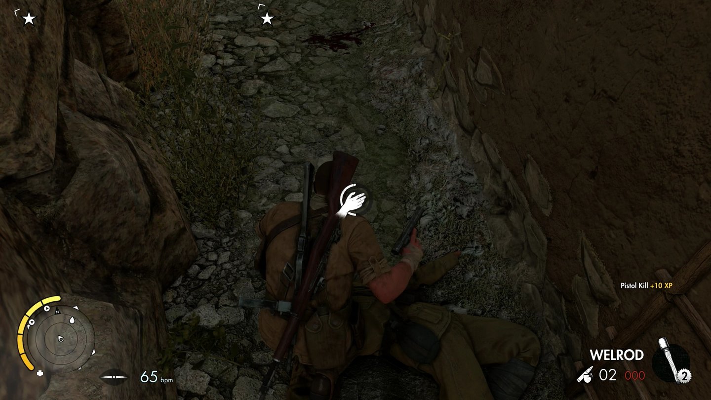 Sniper Elite 3Erst umlegen, dann plündern: In den Taschen erledigter Gegner finden wir oftmals Munition, Granaten oder nützliche Zusatzgegenstände.
