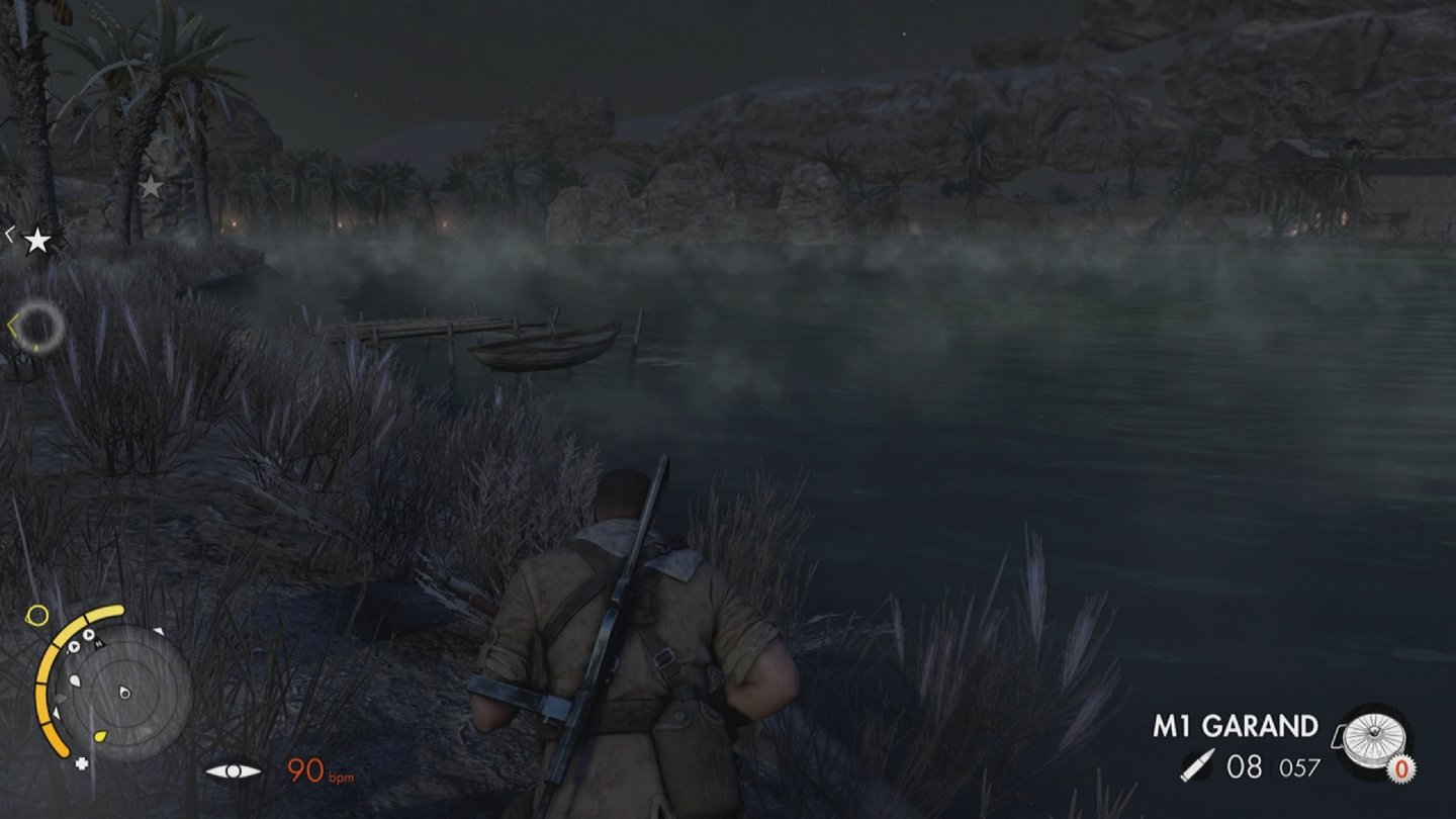 Sniper Elite 3Wasser ist für unseren Elitescharfschützen ein unüberwindbares Hindernis. Da hilft auch kein Paddelboot. (Xbox One)