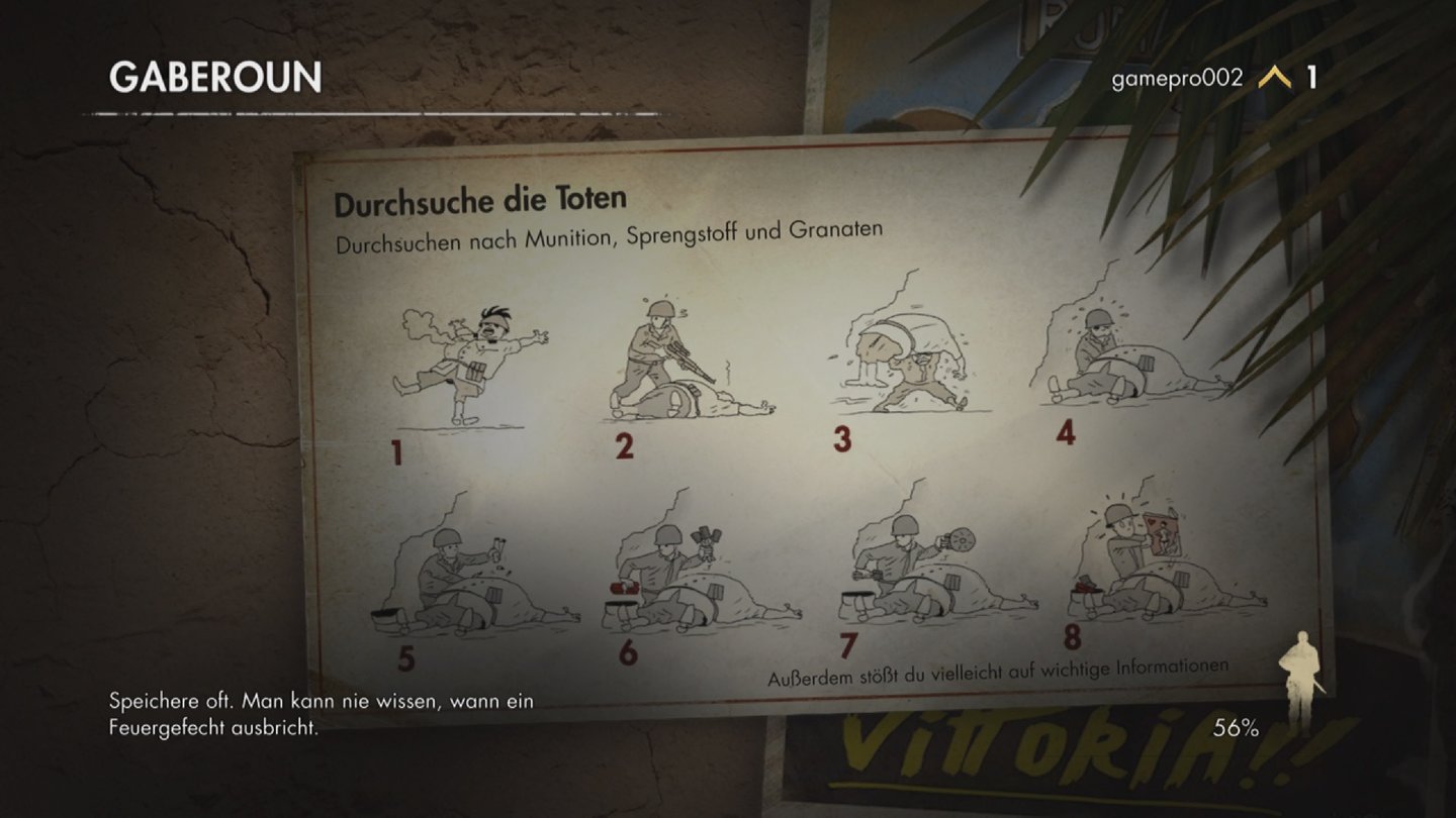 Sniper Elite 3Witzige und teilweise hilfreiche Plakate sorgen während der Ladezeiten für Unterhaltung. (Xbox One)