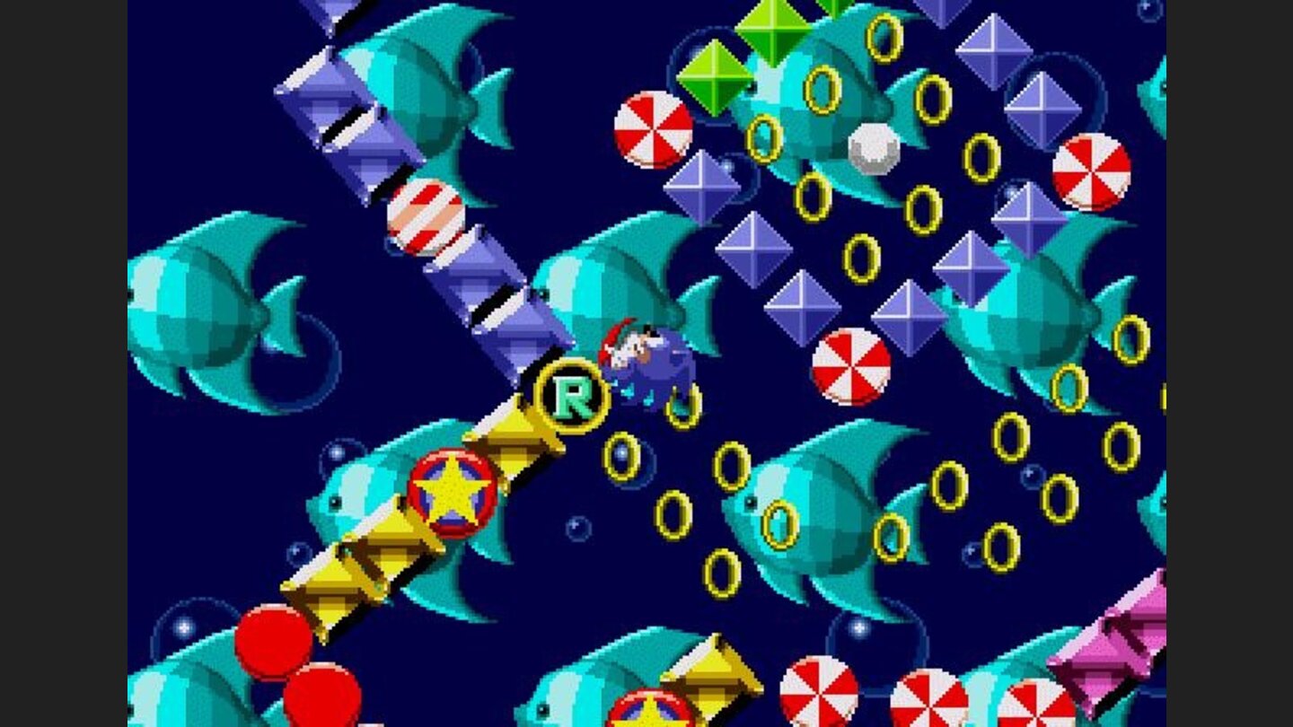 This is a Special Stage; that glittering gem up there is a Chaos Emerald. Theres 6 of them in the game.